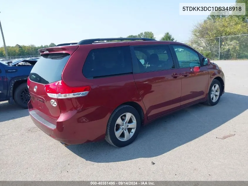 2013 Toyota Sienna Le V6 8 Passenger VIN: 5TDKK3DC1DS348918 Lot: 40351495