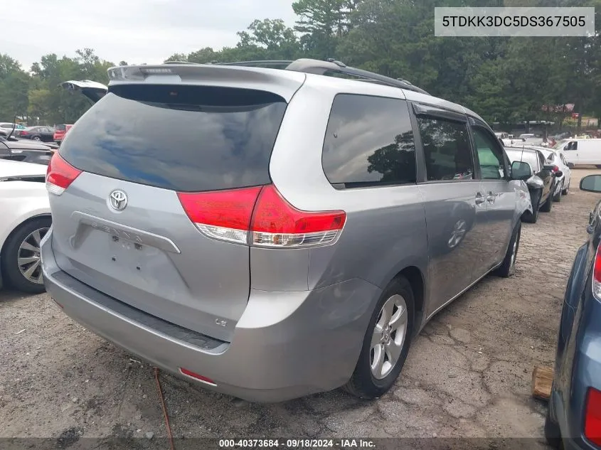 5TDKK3DC5DS367505 2013 Toyota Sienna Le V6 8 Passenger