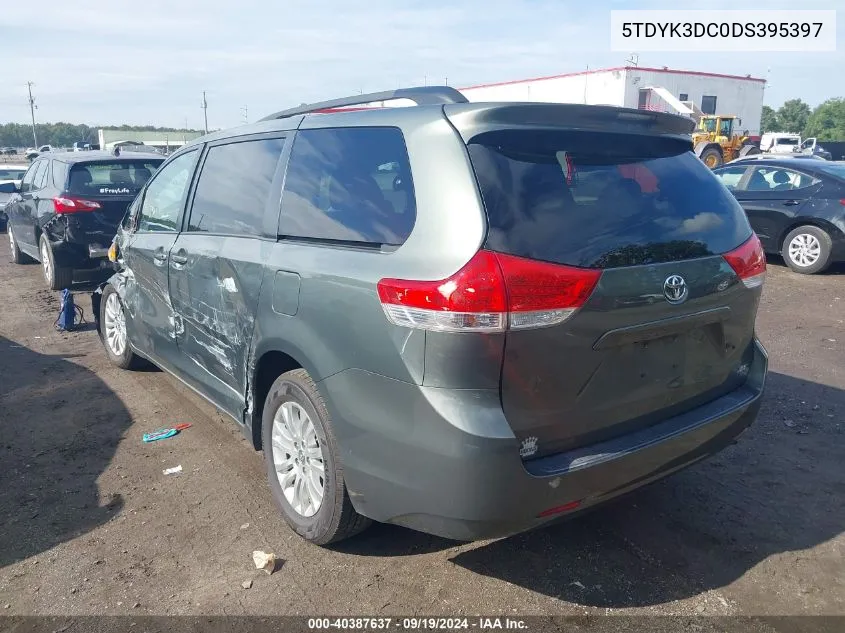 5TDYK3DC0DS395397 2013 Toyota Sienna Xle V6 8 Passenger