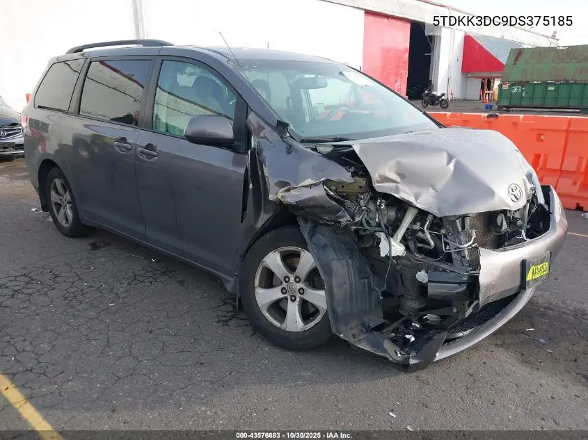 5TDKK3DC9DS375185 2013 Toyota Sienna Le V6 8 Passenger