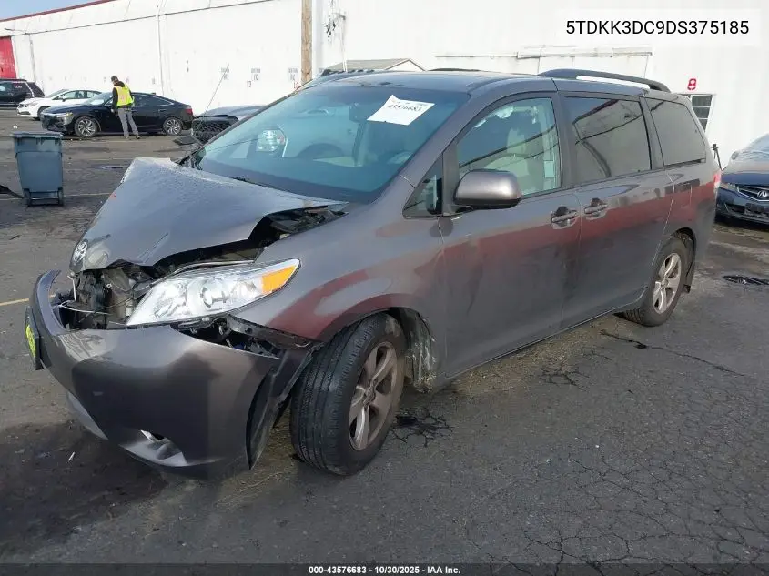 5TDKK3DC9DS375185 2013 Toyota Sienna Le V6 8 Passenger