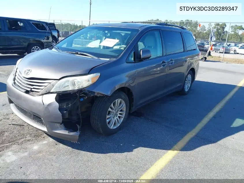 5TDYK3DC3DS289347 2013 Toyota Sienna Xle V6 8 Passenger