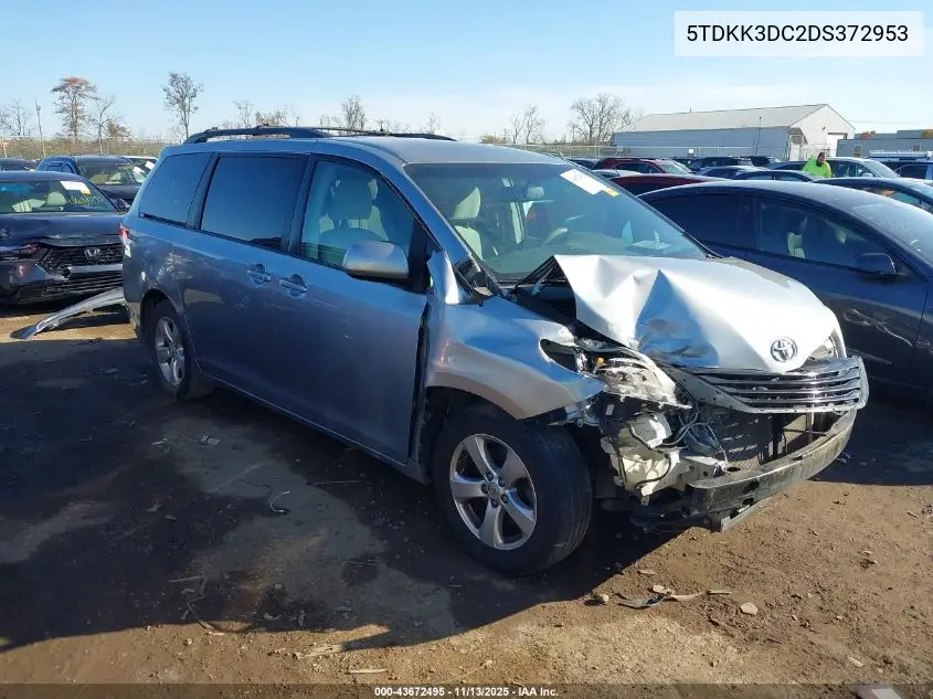 5TDKK3DC2DS372953 2013 Toyota Sienna Le V6 8 Passenger