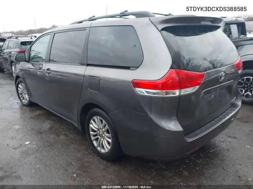 5TDYK3DCXDS388585 2013 Toyota Sienna Xle V6 8 Passenger