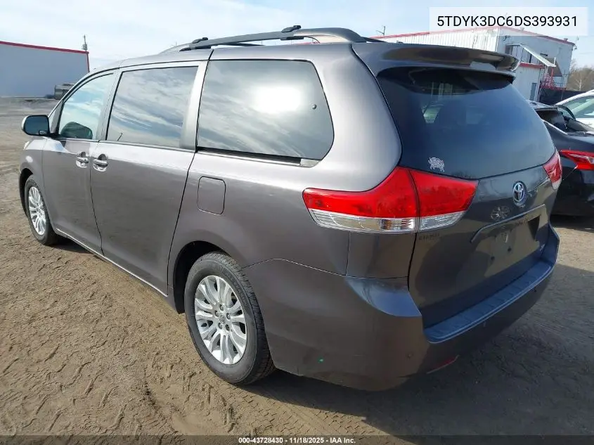5TDYK3DC6DS393931 2013 Toyota Sienna Xle V6 8 Passenger