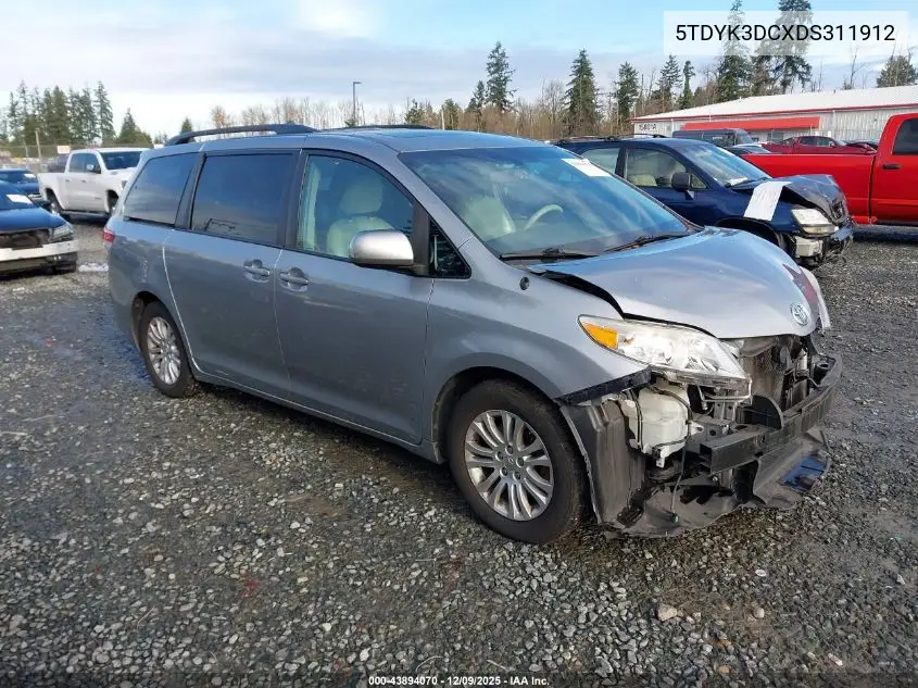5TDYK3DCXDS311912 2013 Toyota Sienna Xle V6 8 Passenger