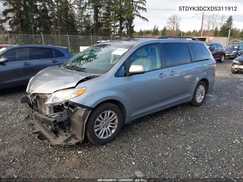 5TDYK3DCXDS311912 2013 Toyota Sienna Xle V6 8 Passenger