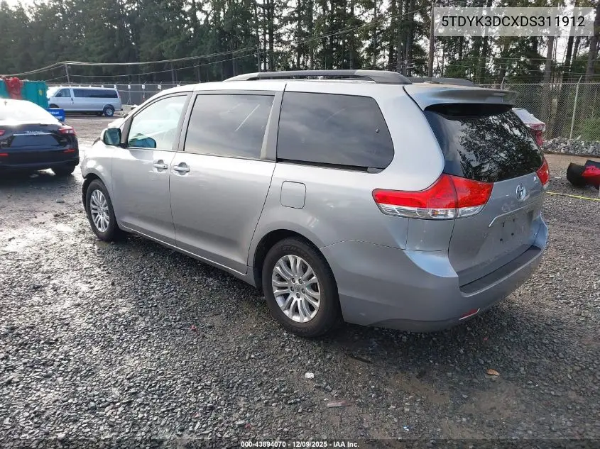 5TDYK3DCXDS311912 2013 Toyota Sienna Xle V6 8 Passenger