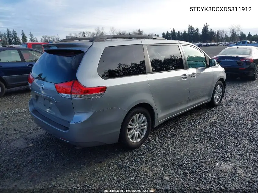 5TDYK3DCXDS311912 2013 Toyota Sienna Xle V6 8 Passenger
