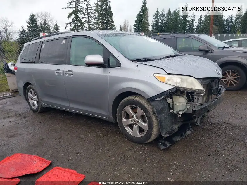 5TDKK3DC9DS304715 2013 Toyota Sienna Le V6 8 Passenger