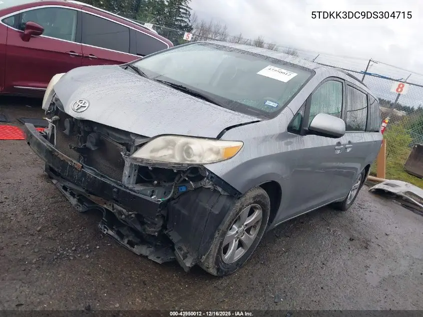 5TDKK3DC9DS304715 2013 Toyota Sienna Le V6 8 Passenger