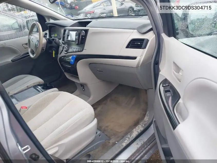 5TDKK3DC9DS304715 2013 Toyota Sienna Le V6 8 Passenger