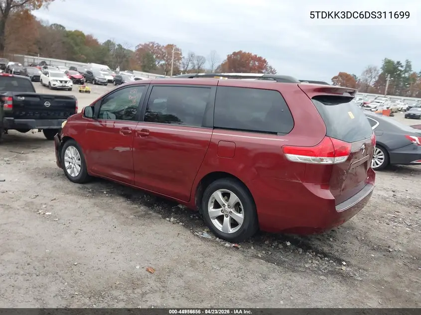 5TDKK3DC6DS311699 2013 Toyota Sienna Le V6 8 Passenger