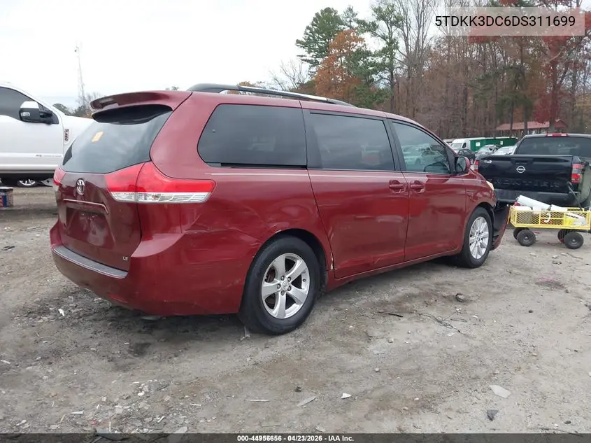 5TDKK3DC6DS311699 2013 Toyota Sienna Le V6 8 Passenger