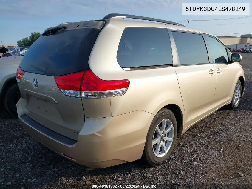 5TDYK3DC4ES478249 2014 Toyota Sienna Xle V6 8 Passenger