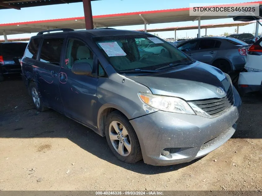 2014 Toyota Sienna Le V6 8 Passenger VIN: 5TDKK3DC8ES465025 Lot: 40245335