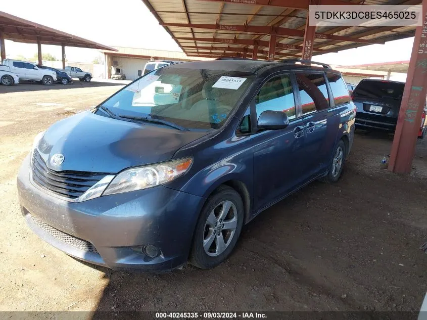 2014 Toyota Sienna Le V6 8 Passenger VIN: 5TDKK3DC8ES465025 Lot: 40245335