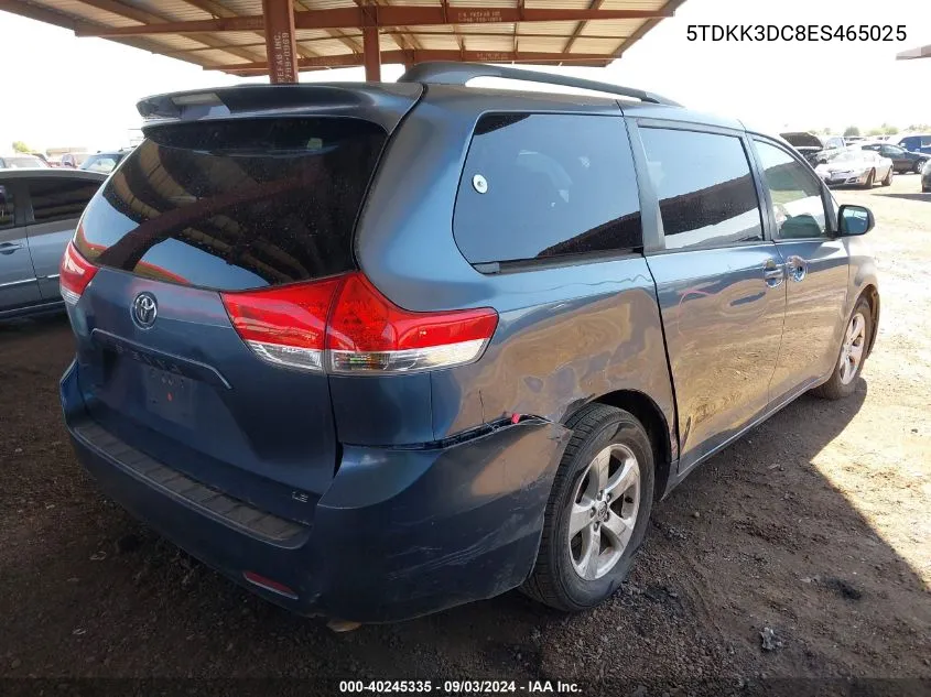 5TDKK3DC8ES465025 2014 Toyota Sienna Le V6 8 Passenger