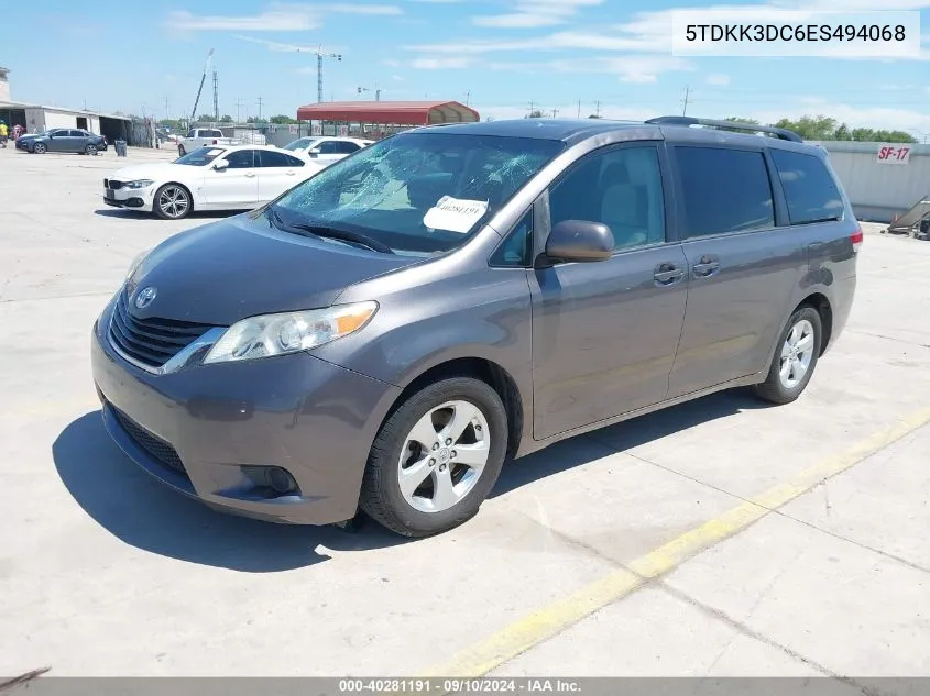 5TDKK3DC6ES494068 2014 Toyota Sienna Le V6 8 Passenger