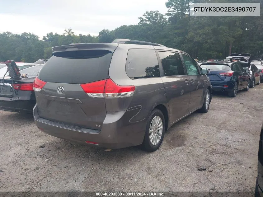 5TDYK3DC2ES490707 2014 Toyota Sienna Xle V6 8 Passenger