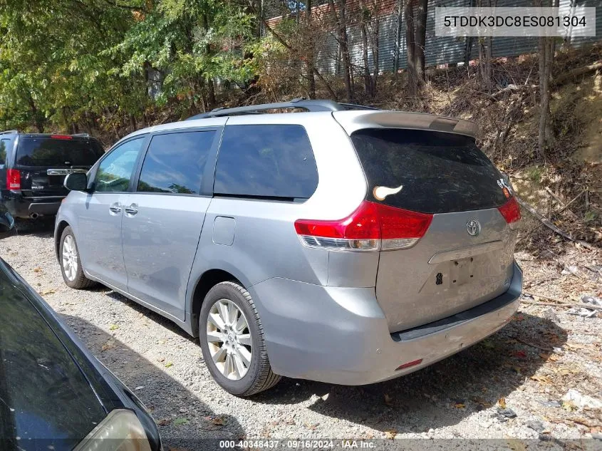 5TDDK3DC8ES081304 2014 Toyota Sienna Xle 7 Passenger