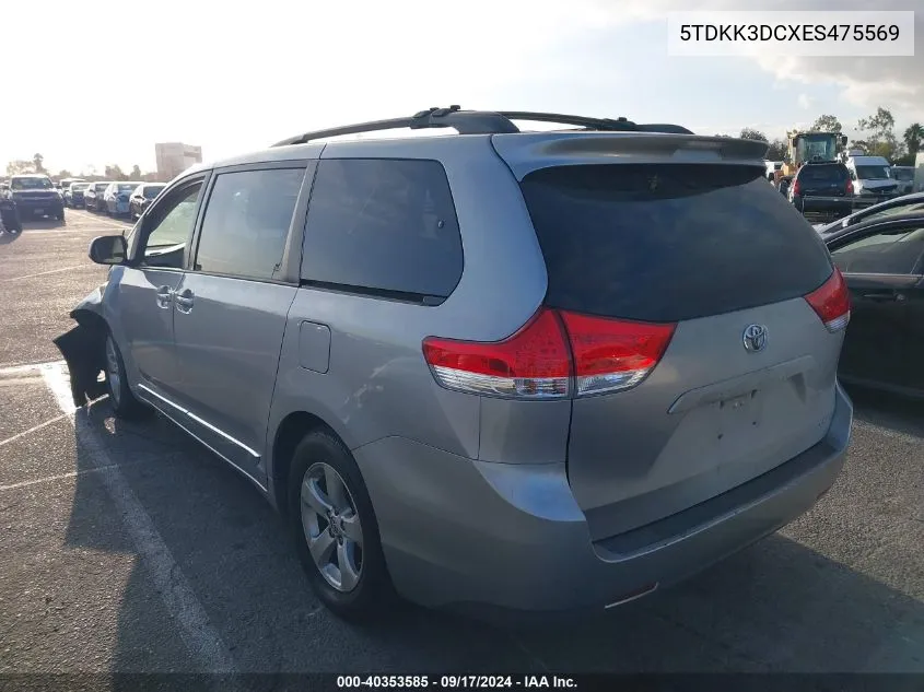 5TDKK3DCXES475569 2014 Toyota Sienna Le V6 8 Passenger