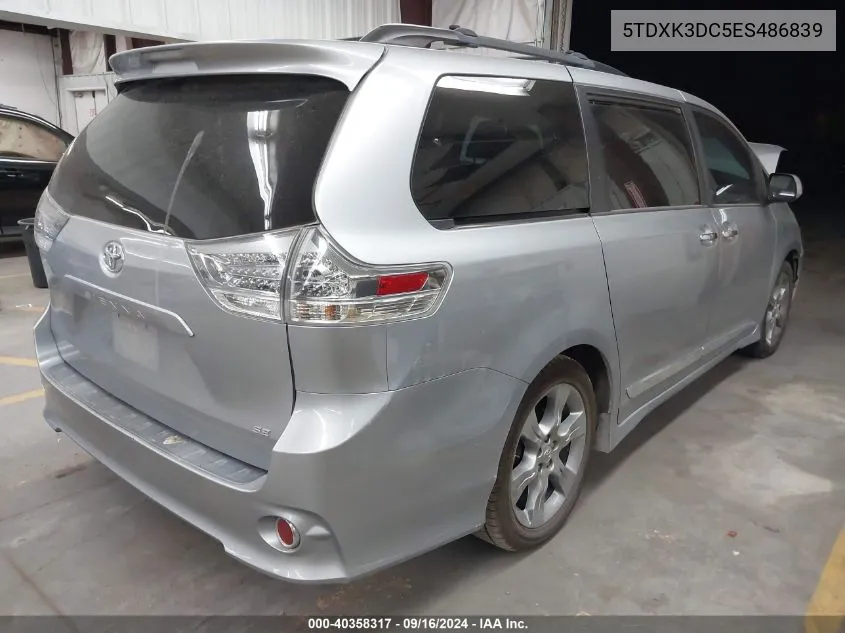 5TDXK3DC5ES486839 2014 Toyota Sienna Se 8 Passenger