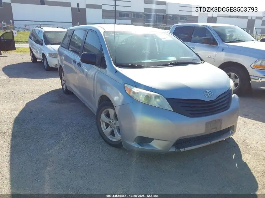 5TDZK3DC5ES503793 2014 Toyota Sienna L V6 7 Passenger
