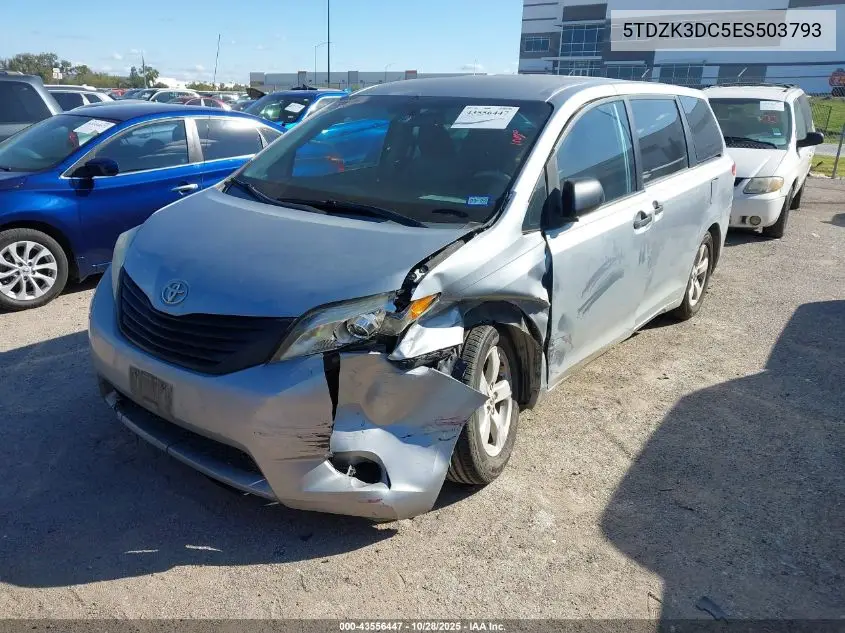 5TDZK3DC5ES503793 2014 Toyota Sienna L V6 7 Passenger