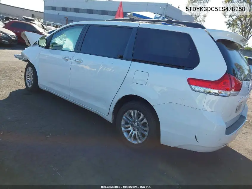 5TDYK3DC5ES478258 2014 Toyota Sienna Xle V6 8 Passenger