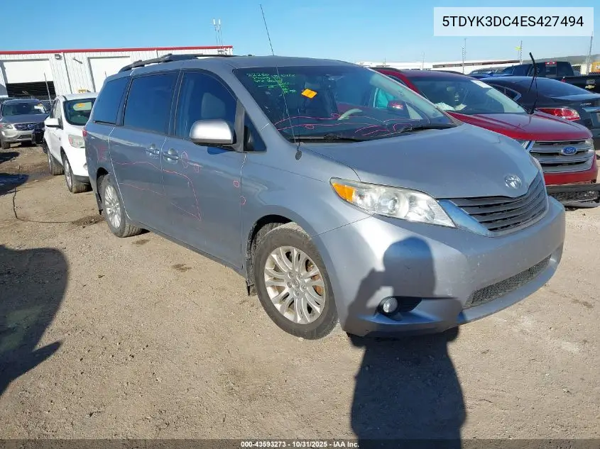 5TDYK3DC4ES427494 2014 Toyota Sienna Xle V6 8 Passenger