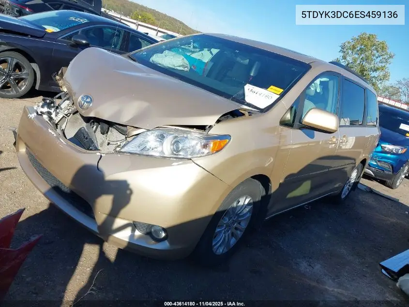 5TDYK3DC6ES459136 2014 Toyota Sienna Xle V6 8 Passenger