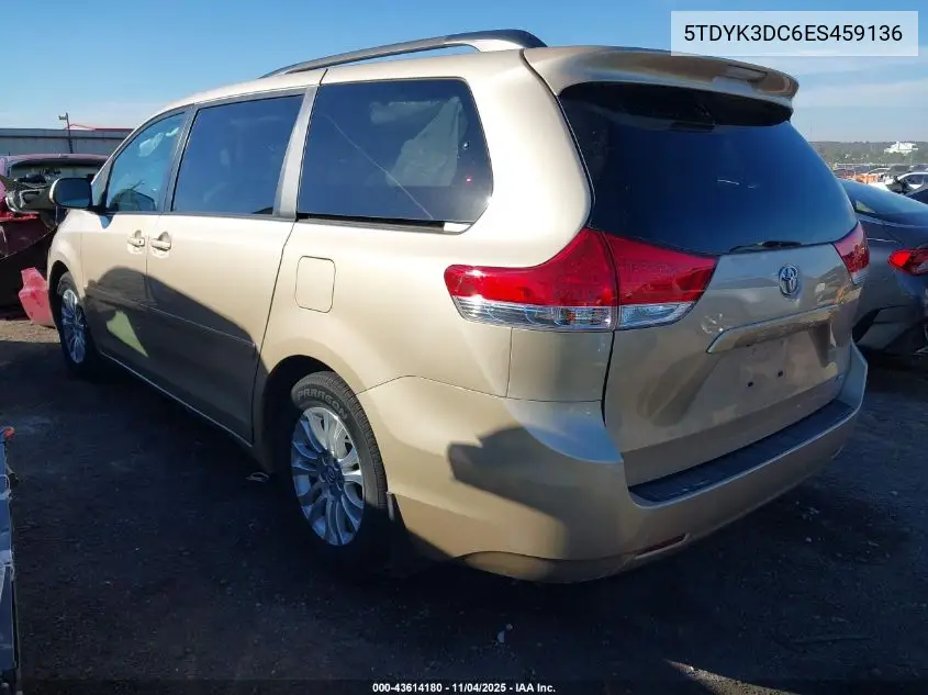 5TDYK3DC6ES459136 2014 Toyota Sienna Xle V6 8 Passenger