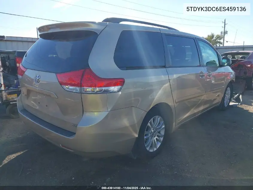 5TDYK3DC6ES459136 2014 Toyota Sienna Xle V6 8 Passenger