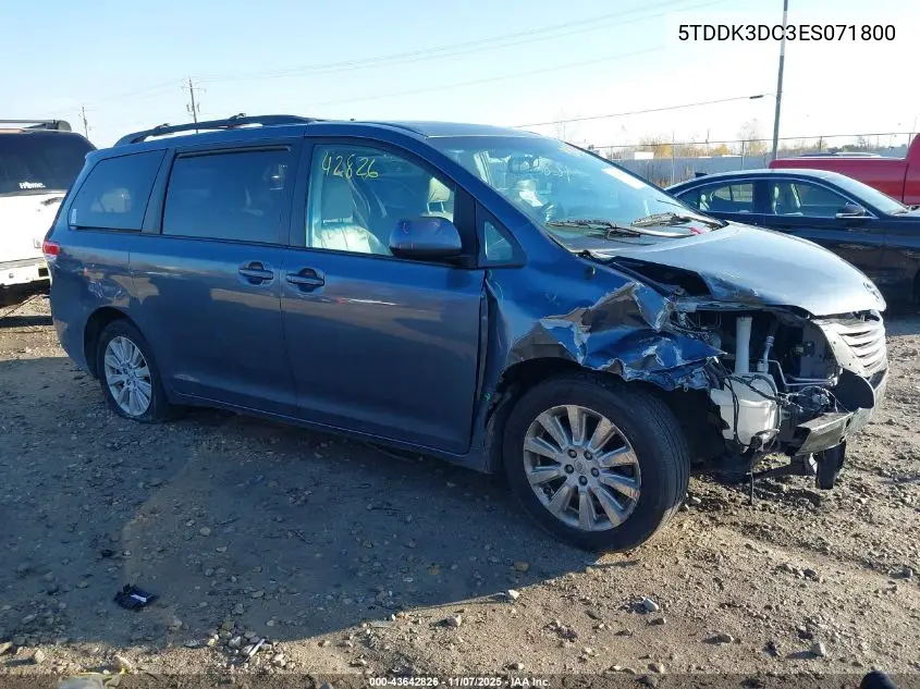 5TDDK3DC3ES071800 2014 Toyota Sienna Xle 7 Passenger