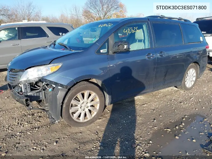 5TDDK3DC3ES071800 2014 Toyota Sienna Xle 7 Passenger