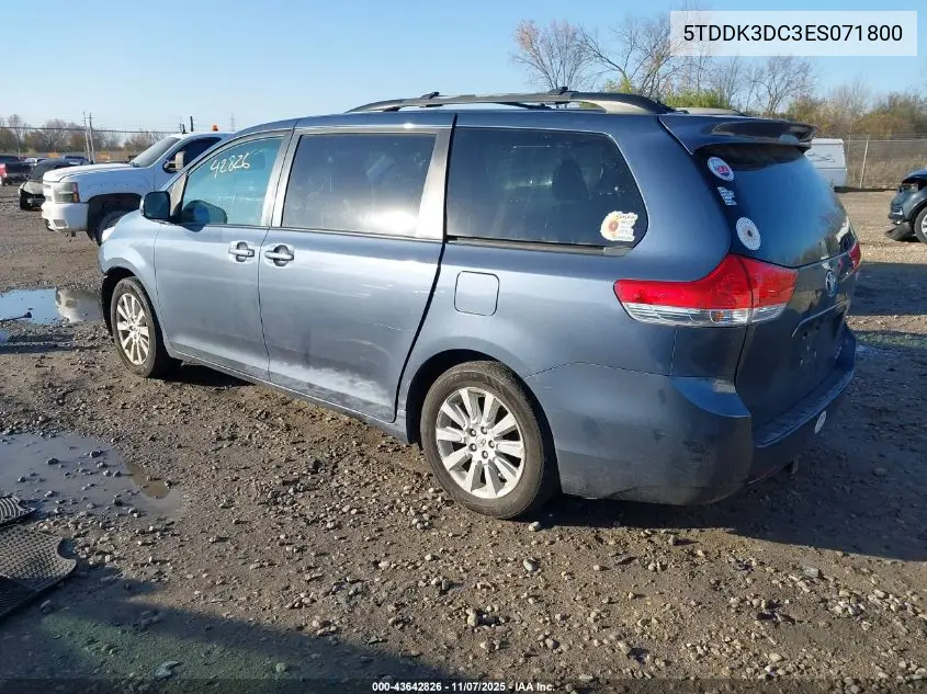 5TDDK3DC3ES071800 2014 Toyota Sienna Xle 7 Passenger