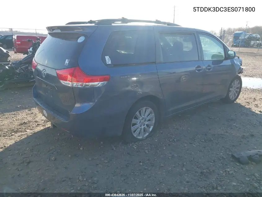 5TDDK3DC3ES071800 2014 Toyota Sienna Xle 7 Passenger