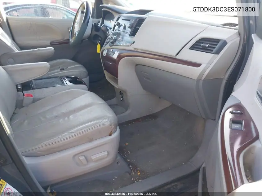 5TDDK3DC3ES071800 2014 Toyota Sienna Xle 7 Passenger