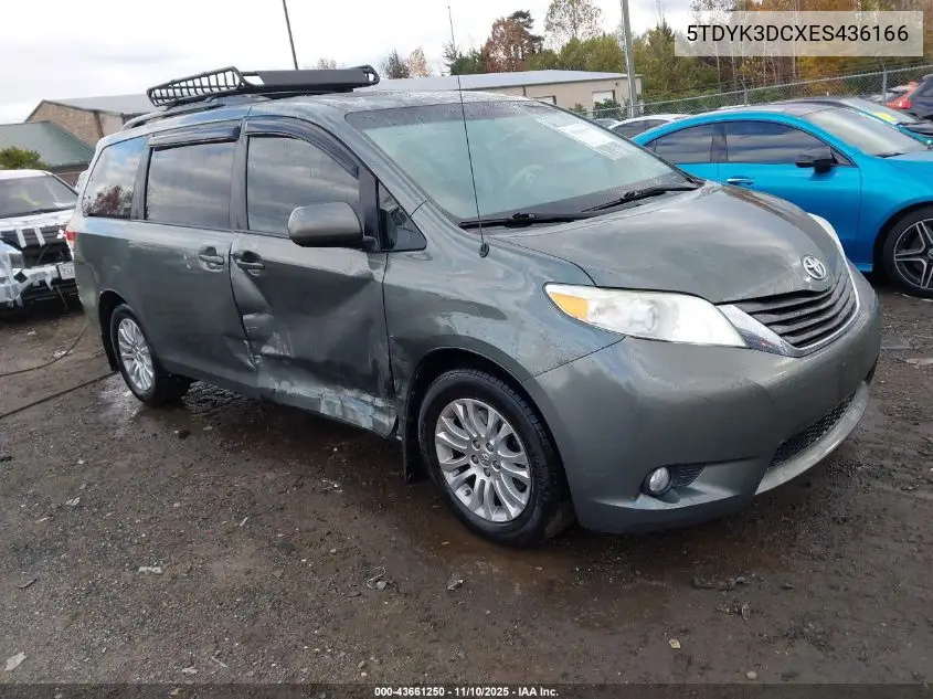 5TDYK3DCXES436166 2014 Toyota Sienna Xle V6 8 Passenger