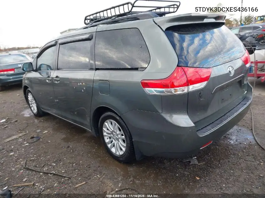 5TDYK3DCXES436166 2014 Toyota Sienna Xle V6 8 Passenger