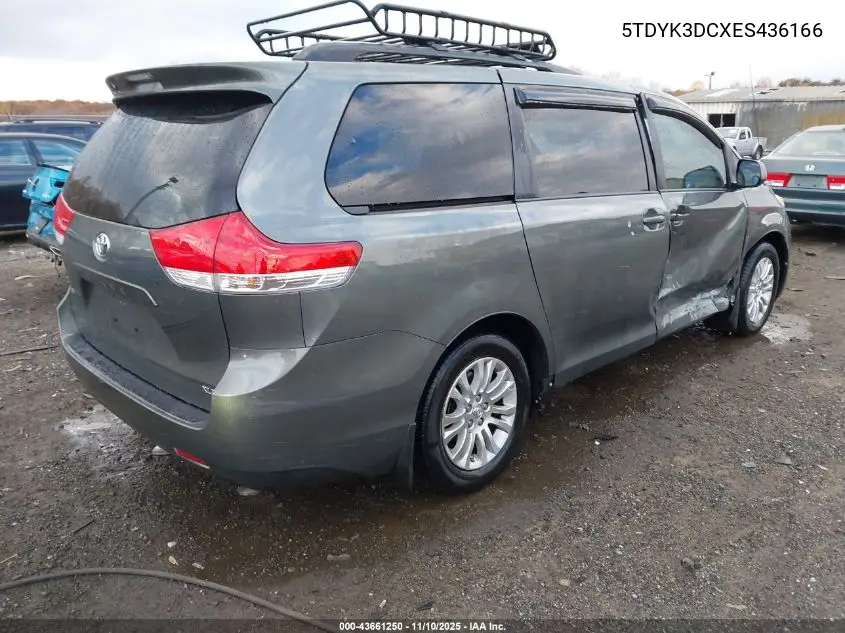 5TDYK3DCXES436166 2014 Toyota Sienna Xle V6 8 Passenger