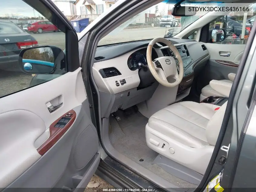 5TDYK3DCXES436166 2014 Toyota Sienna Xle V6 8 Passenger