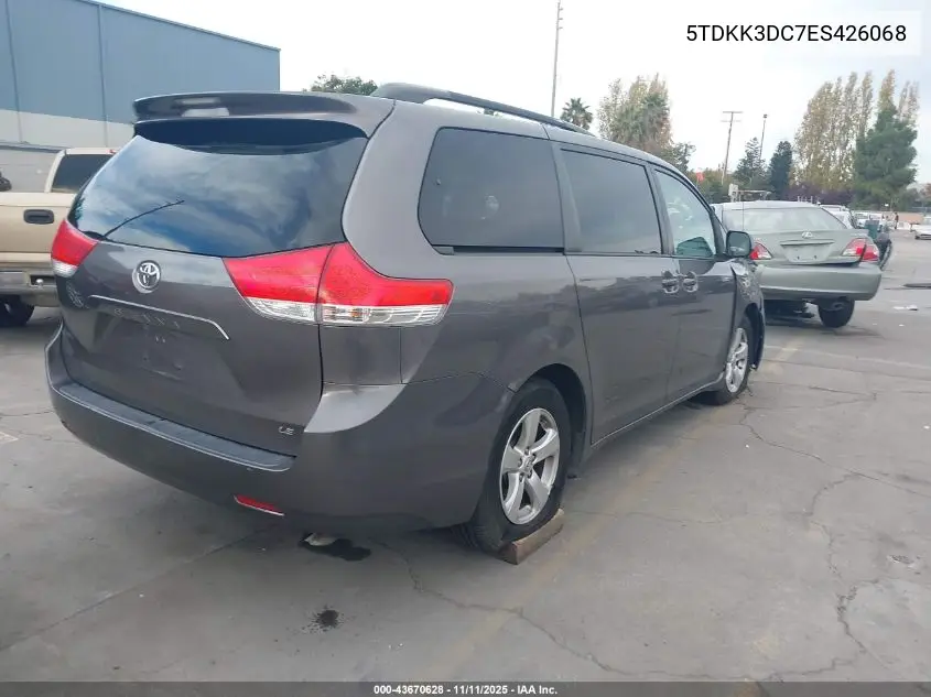 5TDKK3DC7ES426068 2014 Toyota Sienna Le V6 8 Passenger