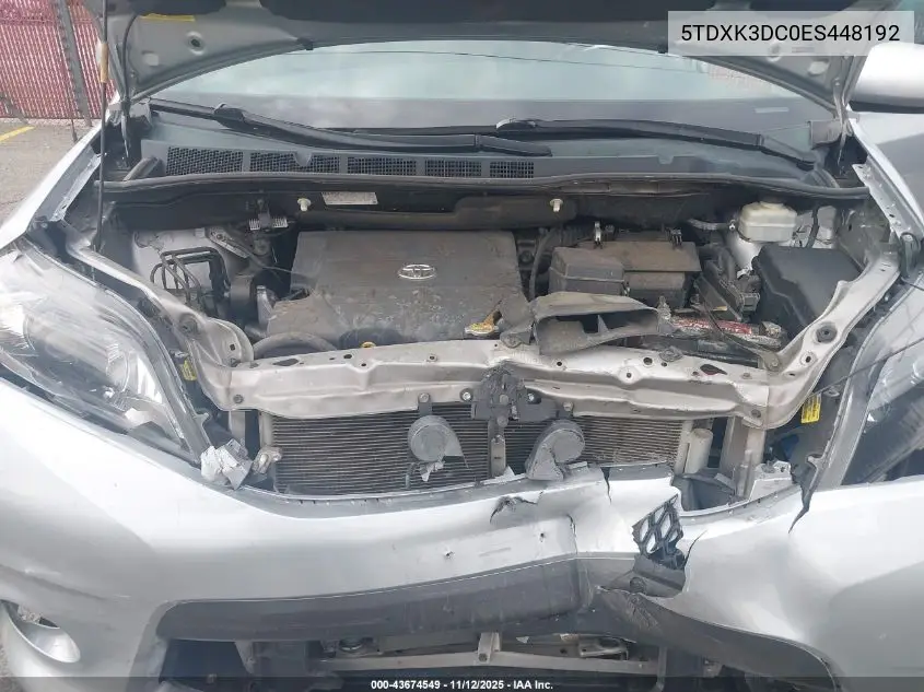 5TDXK3DC0ES448192 2014 Toyota Sienna Se 8 Passenger