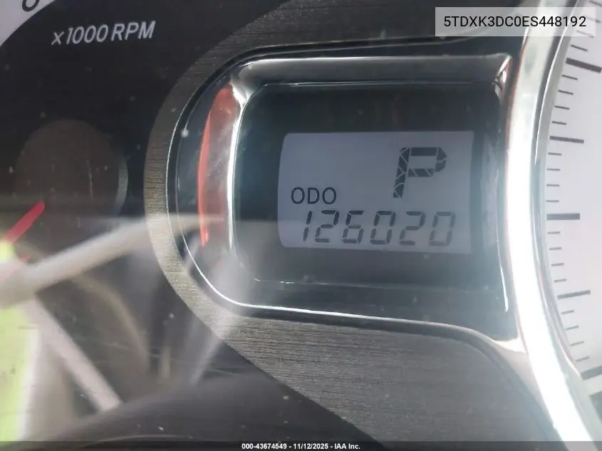 5TDXK3DC0ES448192 2014 Toyota Sienna Se 8 Passenger