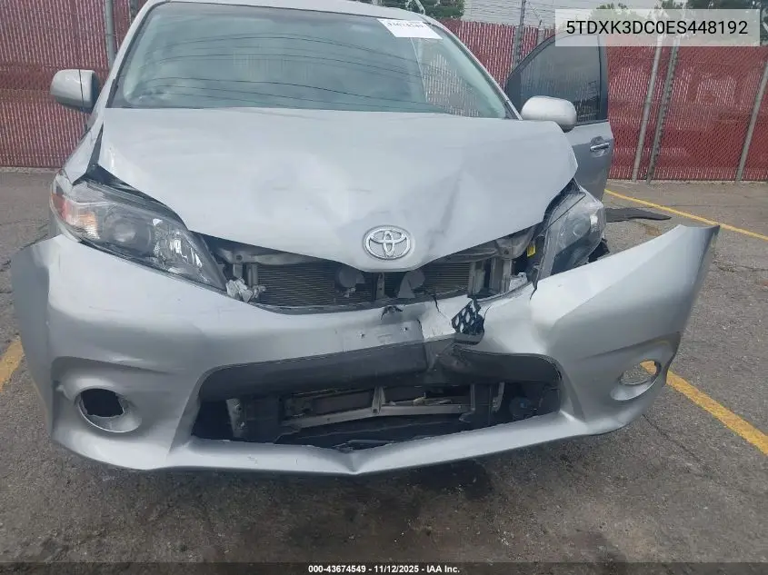 5TDXK3DC0ES448192 2014 Toyota Sienna Se 8 Passenger