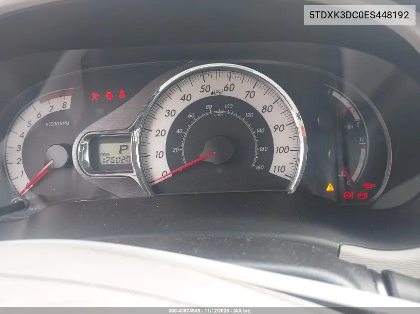 5TDXK3DC0ES448192 2014 Toyota Sienna Se 8 Passenger