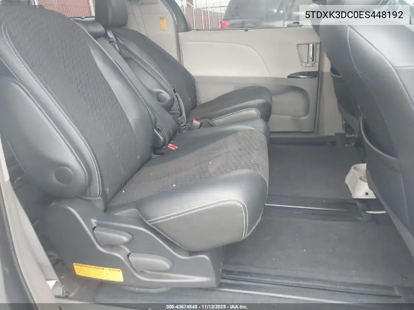 5TDXK3DC0ES448192 2014 Toyota Sienna Se 8 Passenger
