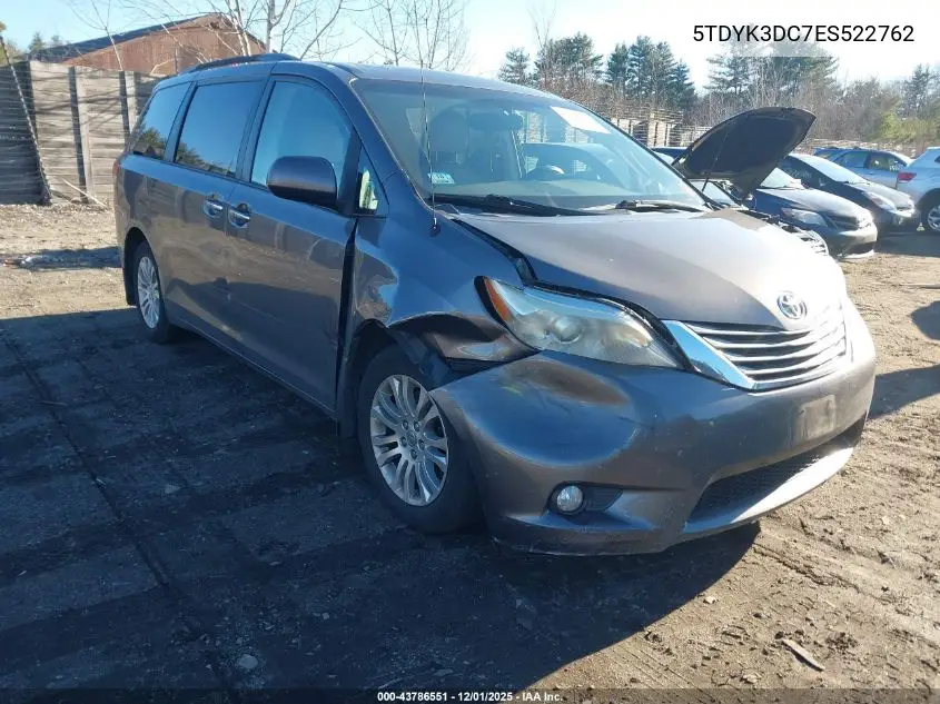 5TDYK3DC7ES522762 2014 Toyota Sienna Xle V6 8 Passenger